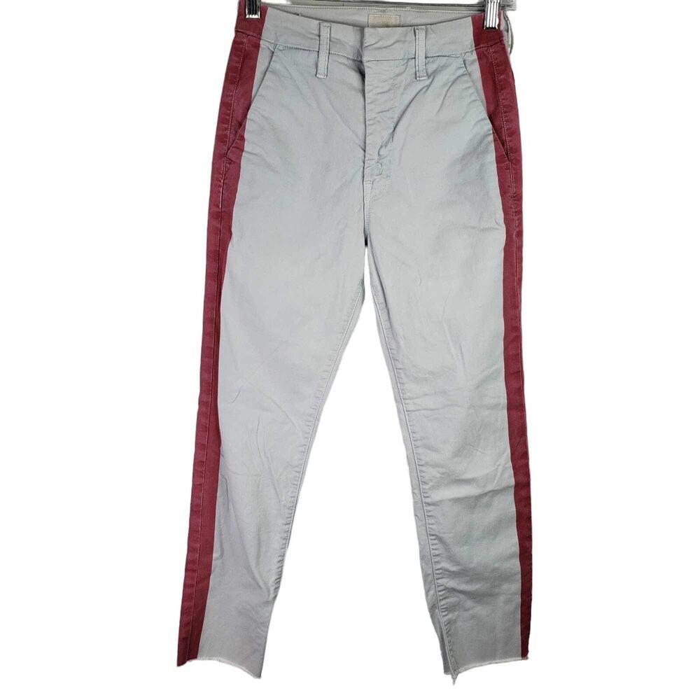 Mother Pants The Shaker Prep Fray Women’s Blue Stripe Cropped Ankle Size 24